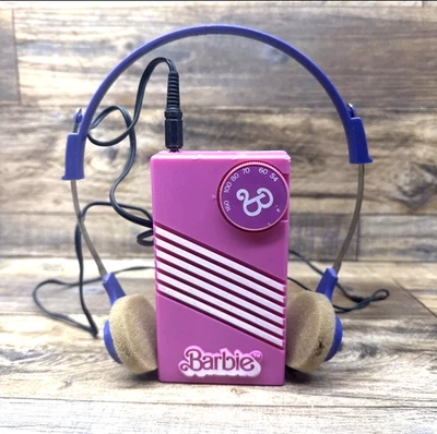 Vintage 1982 Barbie FM Radio Headphones Mattel Nostalgia Tested Hong Kong - Image 1 of 4
