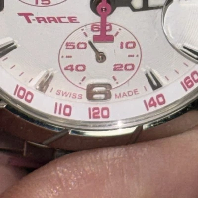 Tissot T-race Pink/silver Dial Pink Silicone Strap Swiss Quartz Chronograph - image 1 of 4