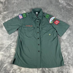 Boy Scouts of America BSA Women's Shirt Venturing Green Vented Small Patches - Picture 1 of 7