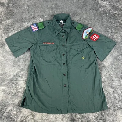 Boy Scouts of America BSA Women's Shirt Venturing Green Vented Small Patches - Image 1 of 4