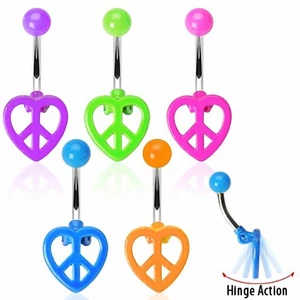Fluorescent Heart Peace Belly Piercing - Picture 1 of 5