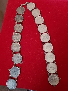 Vintage 20er Jahre belgisches 50 Centime Münzarmband/Halskette - 17 Münzen - Bild 1 von 9