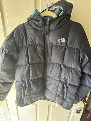 North Face 夹克 Youth XL 18-20 海军蓝绝缘双面羽绒外套 — 第 1/4 张图片