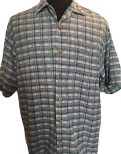 Tommy Bahama Men's Blue Geometric Pattern Hawaiian Shirt Medium M - Picture 1 of 9