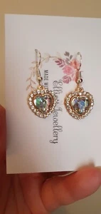 Silver Clear Heart Diamante Earrings - Picture 1 of 3