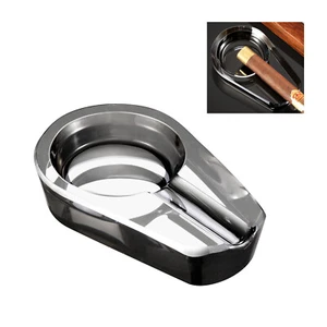 Travel Crystal Cigar Ashtray With 1 Slot Cigar Holder Transparent For Outdoors - Picture 1 of 8