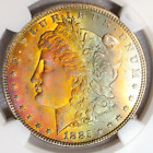 1885-P NGC MS63^ STAR CAC MORGAN $ GORGEOUS BOLD COLORFUL RAINBOW TONED (VIDEO)