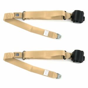 Desoto 1929 - 1945 Standard 3pt Tan Retractable Bucket Seatbelt Kit - 2 Belts