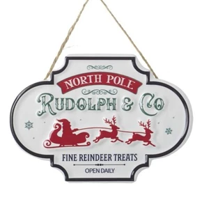Rudolph & Co - Letrero de metal estilo vintage - Letrero de Navidad rústico vintage - - Imagen 1 de 2
