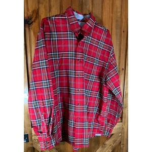Men's IZOD Casual Button -Down Shirt Red Plaid Size Large - Picture 1 of 8