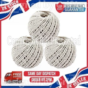 BALLS OF STRING 180M WHITE COTTON CRAFT TWINE CORD ROPE PARCEL GIFT HOUSEHOLD - Picture 1 of 4