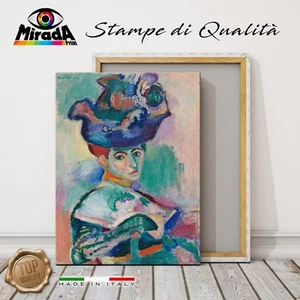 QUADRO Henri Matisse donna con cappello STAMPA TELA CANVAS eleganza atelier moda - Imagen 1 de 2