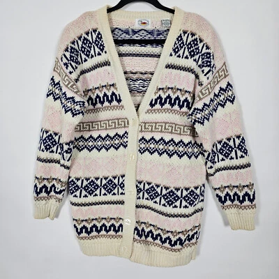 Vintage Marsh Landing Knit Cardigan Pink Blue Mens Small Long Sleeve Sweater - Изображение 1 из 4