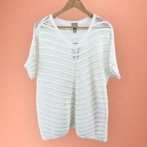 Chicos NWT Womens Zyana Dolman Short Sleeve Pullover Open Knit Sweater Large - Picture 1 of 12