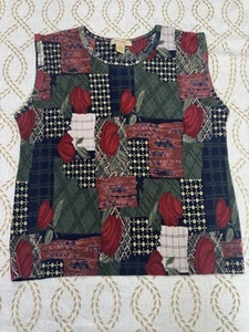 Vintage 90s Y2K Plisse Pleated Sleeveless Top Med Floral Abstract Stretchy Tank - Picture 1 of 6