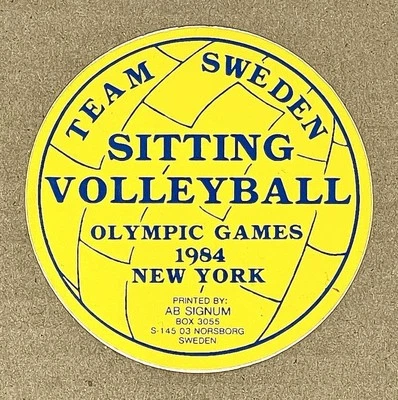 Calcomanía adhesiva de voleibol sentado equipo Suecia Juegos Olímpicos 1984 Nueva York Foto 1 de 4