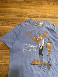 Vintage Disney Pocahontas Single Stitch T-Shirt Size S/M Captain John Smith Blue - Picture 1 of 10