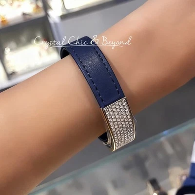 Autêntica pulseira de couro marinho SWAROVSKI Vio cristal magnético 5120642 nova na caixa - Imagem 1 de 3