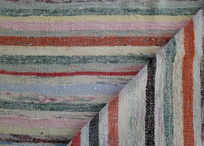 Manta catalogne de algodón tejida a mano rayas multicolores vintage ¡ENVÍO GRATUITO! Foto 1 de 4