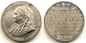 Spain-Acuñacion de "REGINALD HUTH" 1897. Duquesa de Monpensier. Plata 28,9 g. - Picture 1 of 1