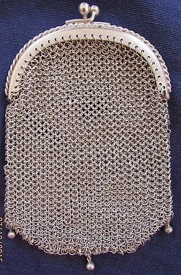 Antigua moneda victoriana europea plata 800 cambio cartera malla cadena 78g Foto 1 de 4