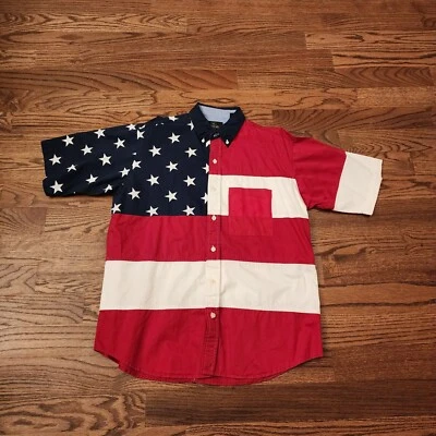 Red Head Brand Co. USA American Flag Stars & Stripes Mens Patriotic Shirt L Vtg - Image 1 of 4