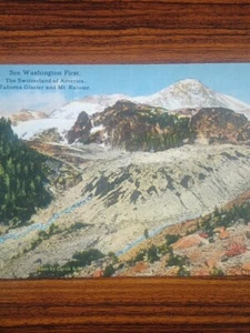 Postal WA Glaciar Tahoma Monte Rainier Suiza de América C.T. Acuarelas - Imagen 1 de 7