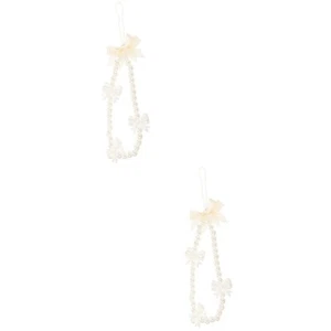  2 Pack Pearl Phone Lanyard White Chain Bracelet Bow Wrist Tether - Zdjęcie 1 z 12