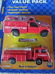 MAISTO ROAD & TRACK 2 PACK FIRE TRUCKS #45 WAL-MART EXCLUSIVE FREE USA SHIPPING - Picture 1 of 4