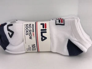 Men's FILA White BOLD COLORS Lightweight NO SHOW Socks -10 PACK. $36 MSRP - Picture 1 of 12