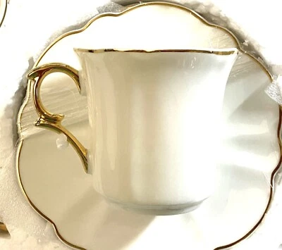Btat Espresso Cups and Saucers 2.4 盎司 6 件套金色装饰 Demitasse — 第 1/4 张图片