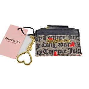 Juicy Couture Corazón Estad Negro Estuche para Tarjetas de San Valentín Cartera con Llavero Pequeño 4.5" - Imagen 1 de 9