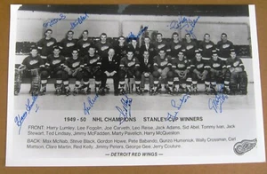 Detroit Red Wings 1949 - 50 Stanley Cup Champs B&W Photo - Signed by 10 9 x 14 - Picture 1 of 3