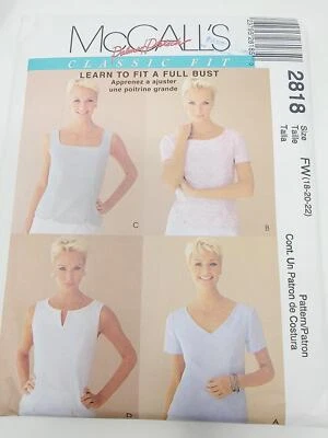 McCall's M2818 Misses Tops Size 18-20-22 sewing Patterns Palmer Pletsch - Image 1 of 3