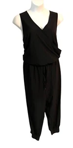 Stylus Womens Black Sleeveless V Neck Jogger Jumpsuit Size 2X One Piece Evening - Picture 1 of 7