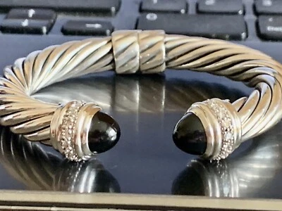 $2650 PULSERA CABLE DIAMANTE ÓNIX DAVID YURMAN SS 10mm Foto 1 de 4