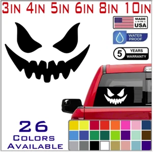 Pumpkin Face Vinyl Decal - Halloween Creepy Smile Scary - Die Cut Sticker (S12) - Picture 1 of 8