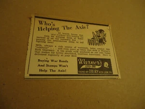 Warner's Dairy RED LION PA 1943 Zeitungsanzeige - Bild 1 von 1