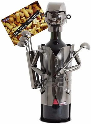 BRUBAKER Portabottiglie Porta Vino Porta Bottiglie Golfista Scultura in Metallo - Immagine 1 di 4
