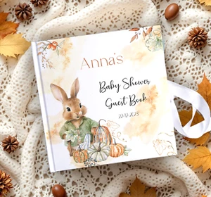 LIBRO DE VISITAS/ÁLBUM DE RECUERDOS PERSONALIZADO OTOÑO CONEJO BABY SHOWER TAPA DURA - Imagen 1 de 4