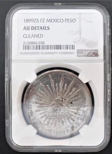 1899 ZS FZ Mexico Peso,  NGC AU details , nice silver coin     # 1211 - Picture 1 of 4