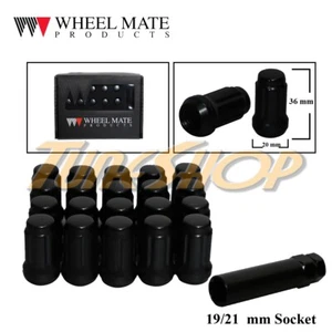 20 WM 6 SPLINE TUNER WHEELS LOCK LUG NUTS 6 POINT KEY 12X1.5 1.5 ACORN BLACK U - Picture 1 of 2