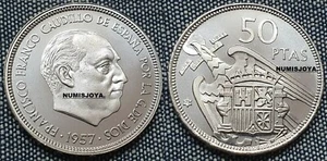 FRANCO. ESCASA MONEDA de 50 Pesetas año 1957 PROFF en estrella 73. AUTENTICA. - Foto 1 di 4