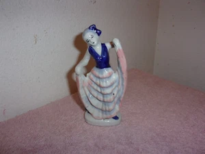 VINTAGE OCCUPIED JAPAN PORCELAIN MULT-COLORED  DANCING LADIES   FIGURINE - Picture 1 of 6