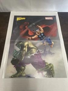 Vintage 90s double sided Wizard Poster Comics Marvel Thor Hulk Avengers - Picture 1 of 2