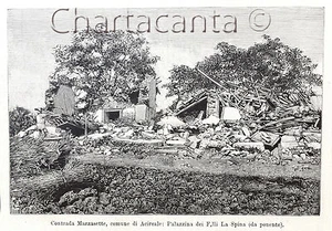 1894 Incisione TERREMOTO SICILIA MAZZASETTE ACIREALE F.LLI LA SPINA - Imagen 1 de 1