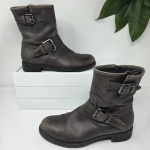 Alberto Fermani Grey Leather Moto Boots Motorcycle Riding US 8.5 EU 38.5 Casual - Picture 1 of 12