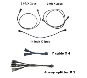 Cable de extensión flexible negro cable en Y y divisor de 4 vías para luz LED para motocicleta - Imagen 1 de 12