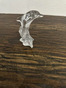 Vintage Lenox klar & mattiert Kristall springender Delfin 4,5" x 3,5" x 2" TOP - Bild 1 von 6