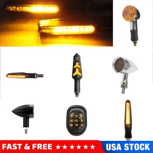 2X Mini LED Motorcycle Turn Signals Indicator Amber Blinker Light Universal Lamp - Picture 1 of 44